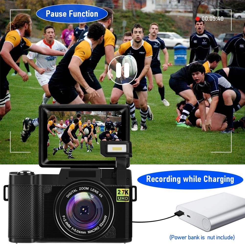 2.7K Vlogging Camera with Flip Screen and 32GB Memory Card J88965