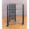 Black Audio Video Rack with Clear Glass Shelves N6239