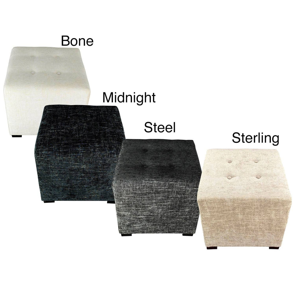 Black 4-Button Tufted Square Ottoman X77466