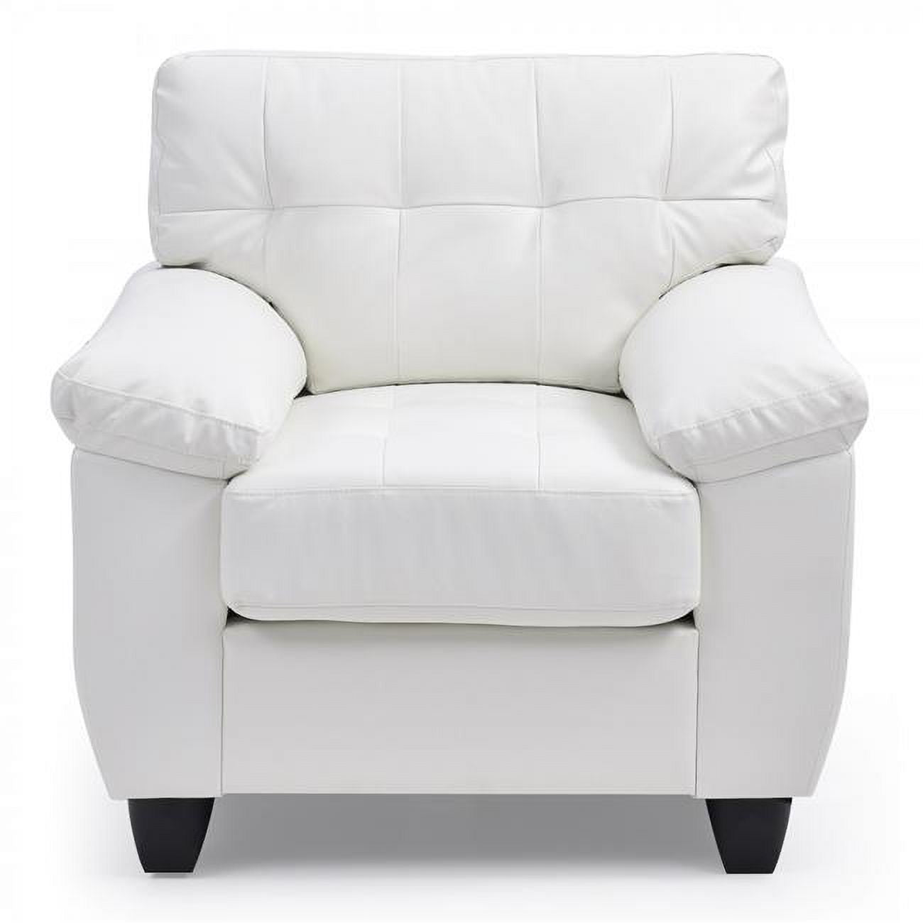 White Faux Leather Straight Sofa R217065