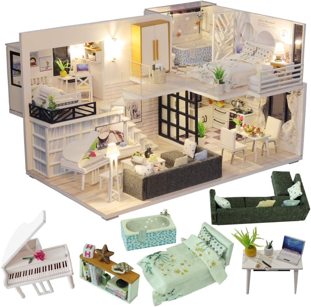 DIY Dollhouse Kit with Furniture, 1:24 Scale A6801