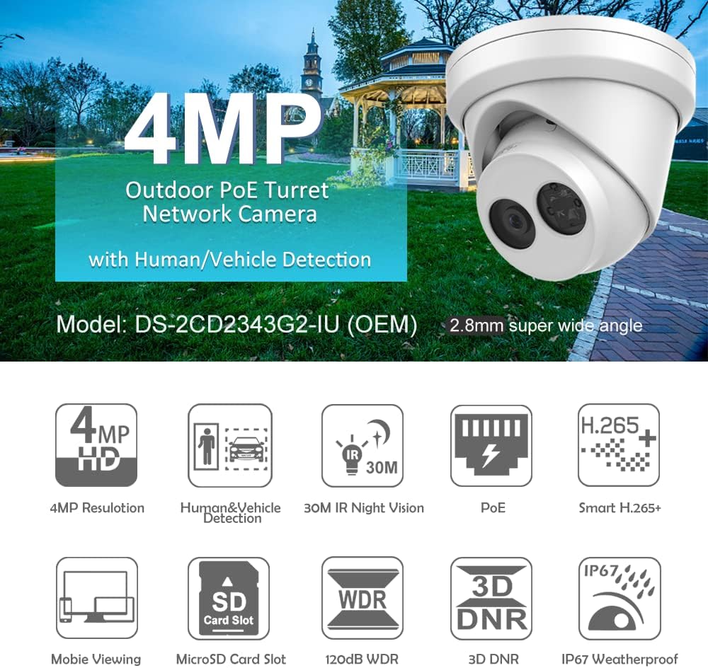 4MP Outdoor PoE Turret IP Camera with 2.8mm Y608301