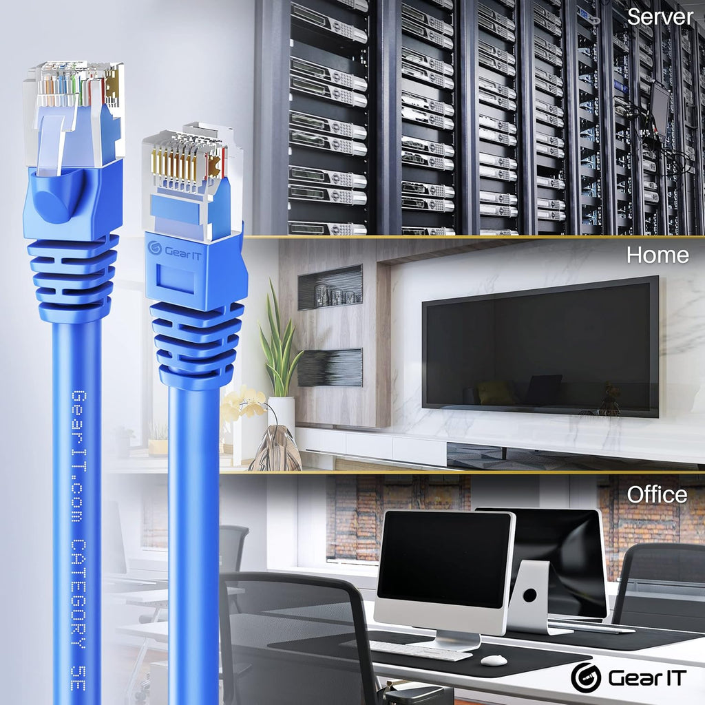 Blue 50-Pack Cat5e Ethernet Patch Cable 3 Feet RJ45 LAN Network Cord T970991