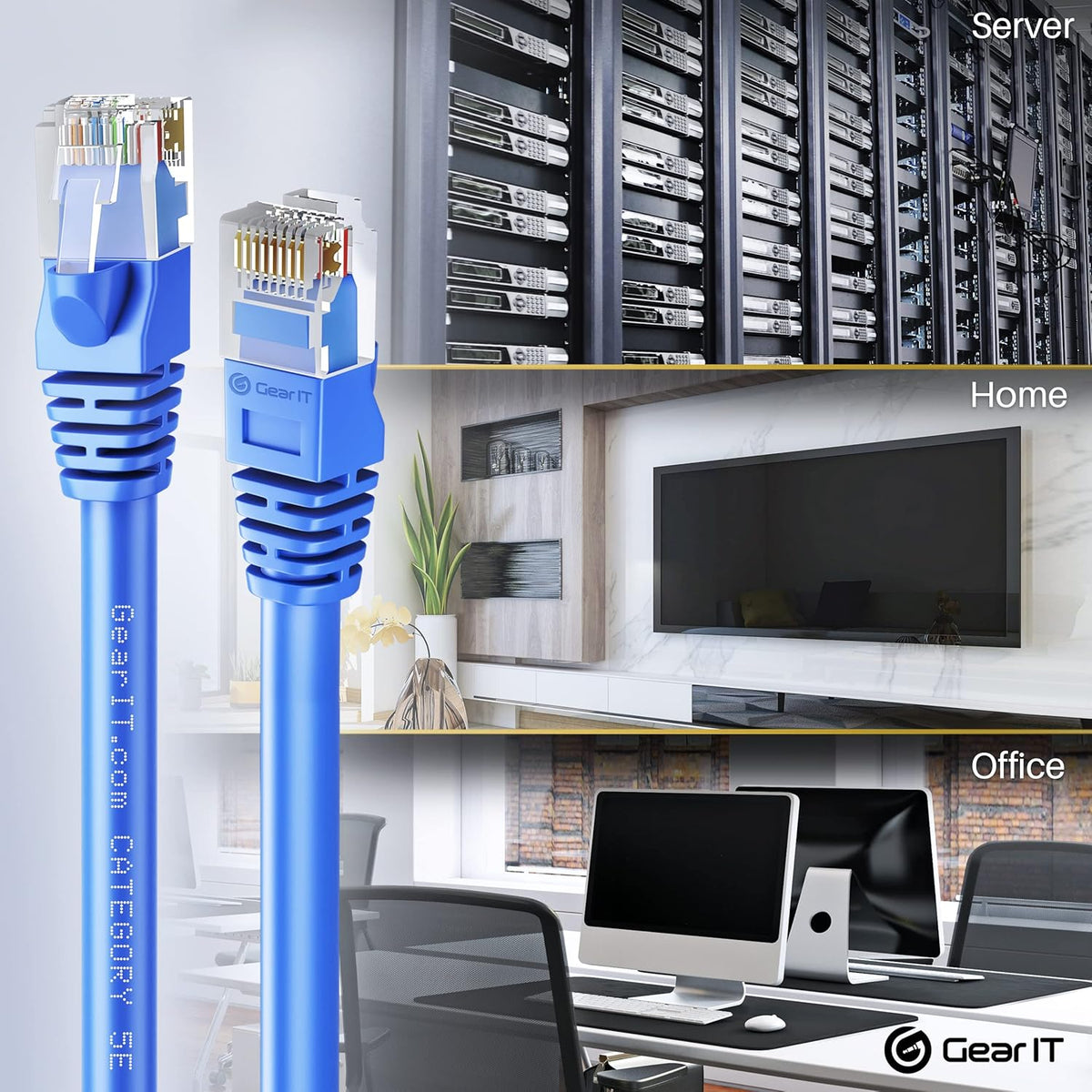Blue 50-Pack Cat5e Ethernet Patch Cable 3 Feet RJ45 LAN Network Cord T970991