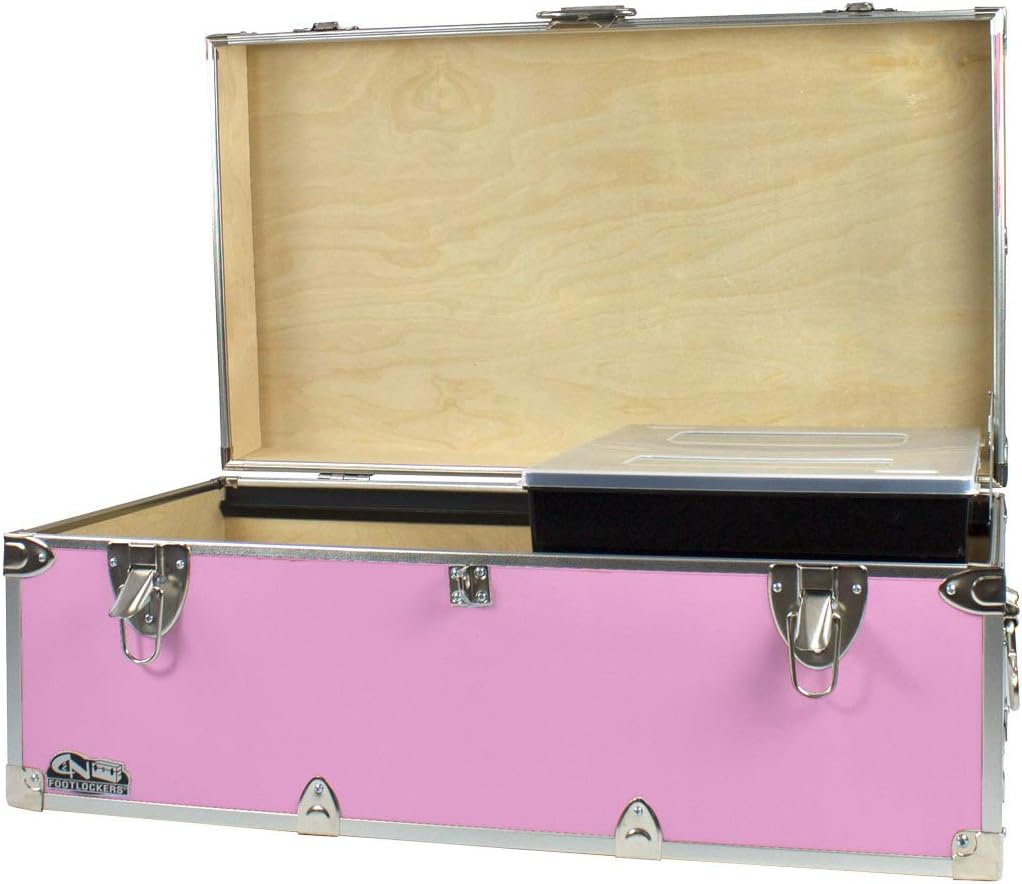 Gray Footlocker Storage Chest with Organizer Tray F2850