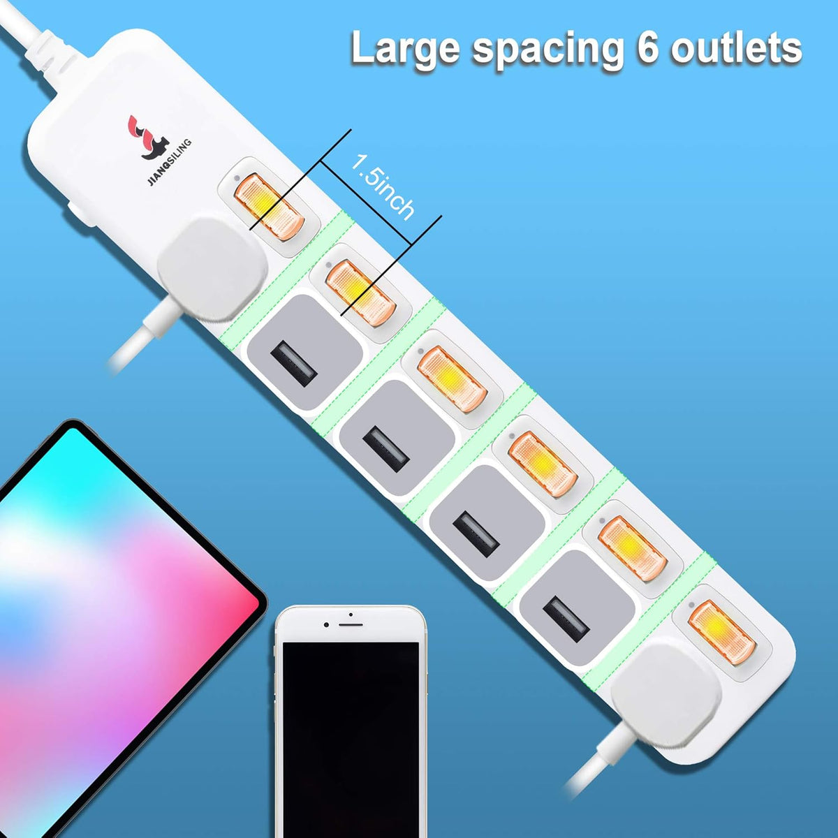 4 Outlets Surge Protector Power Strip 6 ft Cord P938261