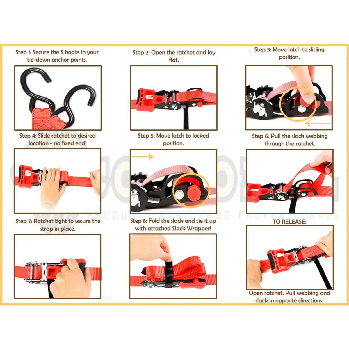 (2 Pack) Sliding Ratchet Strap with Vinyl Coated S Hook G834