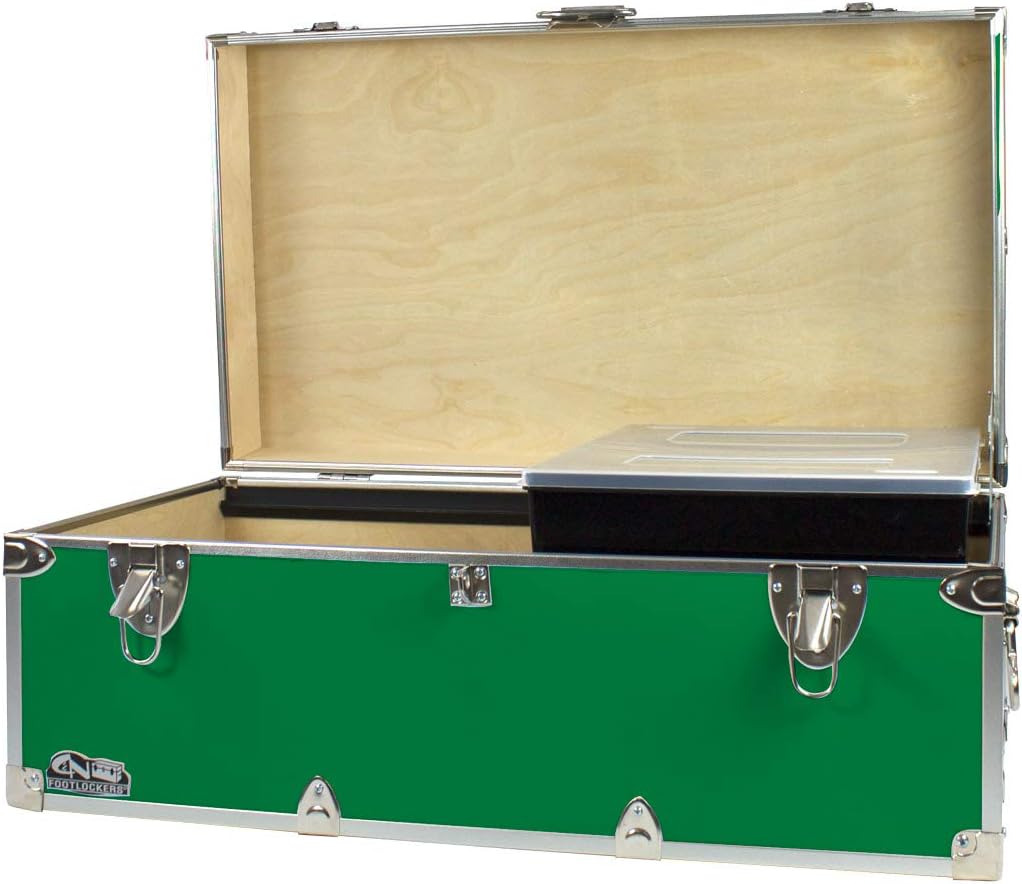Gray Footlocker Storage Chest with Organizer Tray F2850
