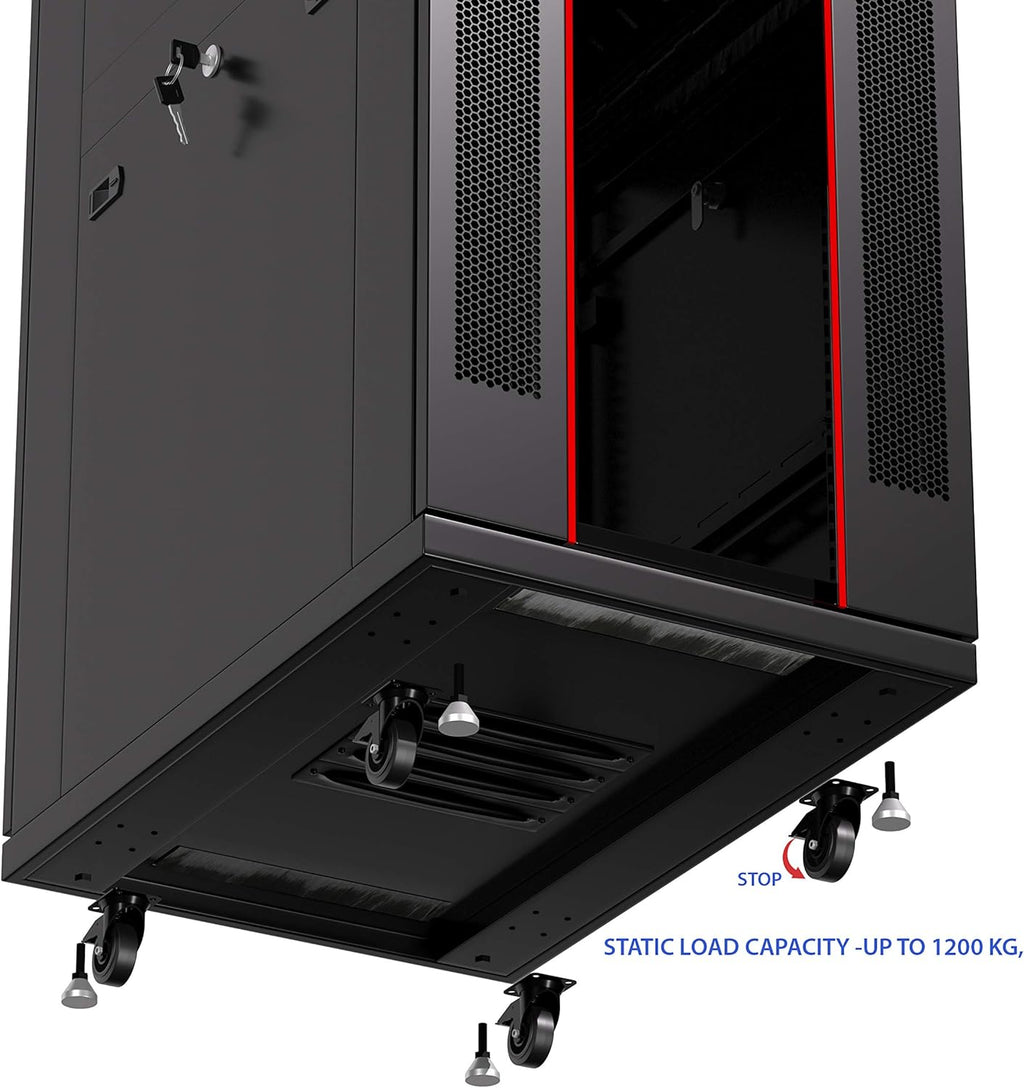 32U 39-Inch Deep Server Rack Cabinet with LCD Screen, Thermostat, PDU, Casters, 4 Fans, Shelf E4417
