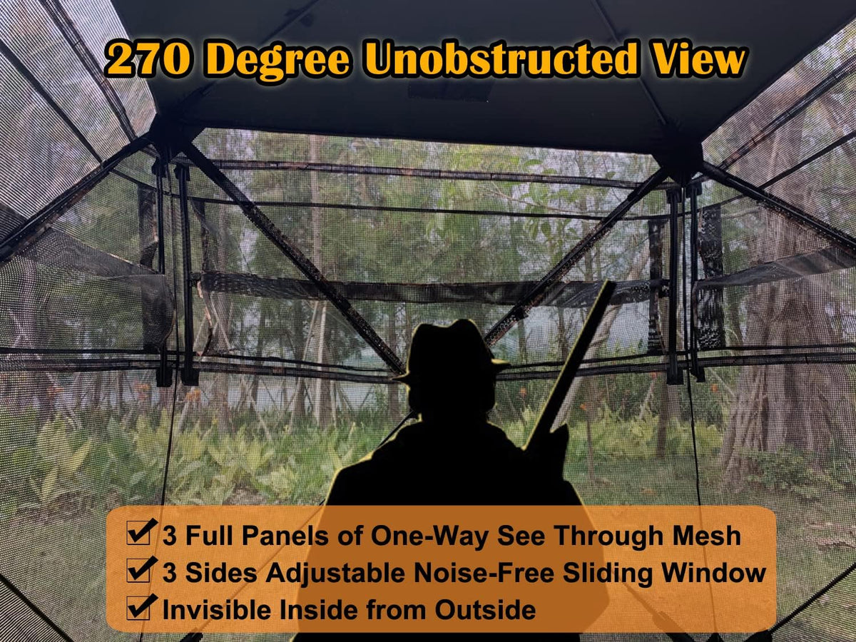 Portable 3 Person 270° See Through Ground Camouflage Hunting Blind Tent H717538