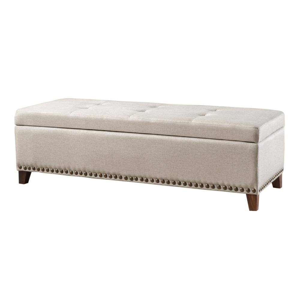 Beige Fabric Storage Ottoman O94918