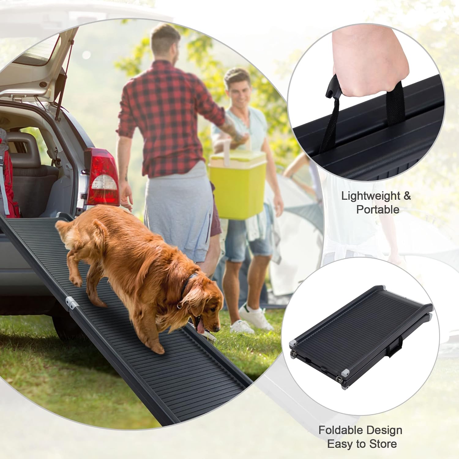 Folding Pet Ramp with Side Rails, 63 L x 14.75 W, Black K346