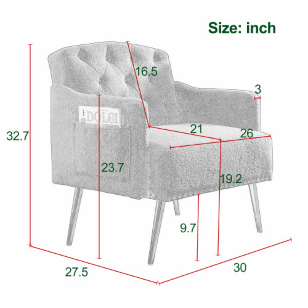 Pink Teddy Upholstered Chesterfield Chair with Gold Hardware Legs J96052