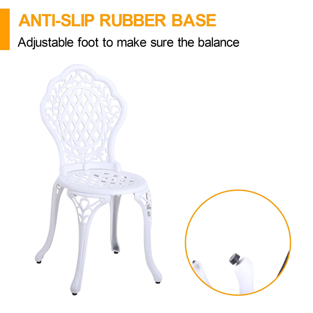 White 3-Piece Cast Aluminum Patio Bistro Set C5499