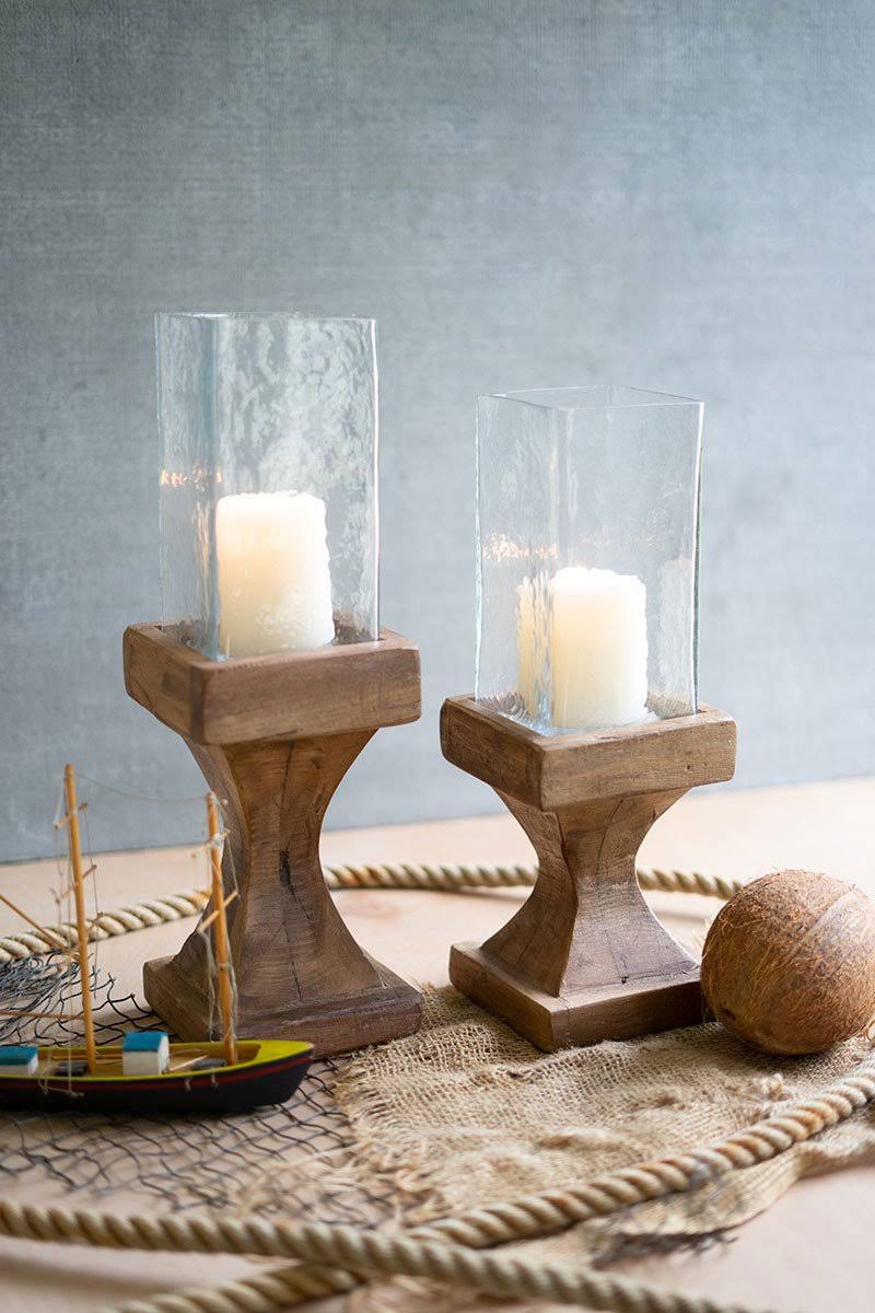 Set of Two Square Hurricanes with Recycled Wood Bases I216761