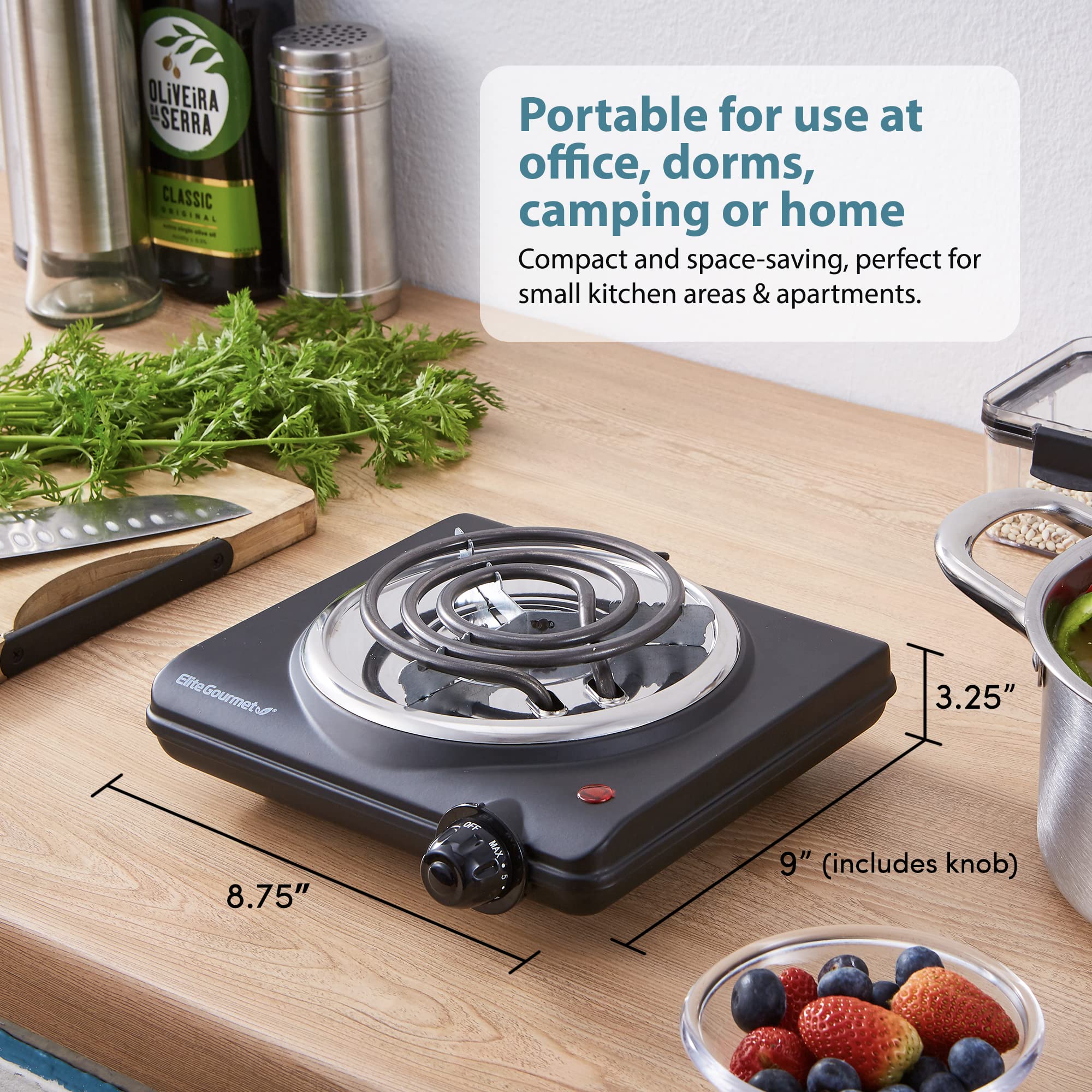 Black Countertop Single Burner Electric Hot Plate V631733