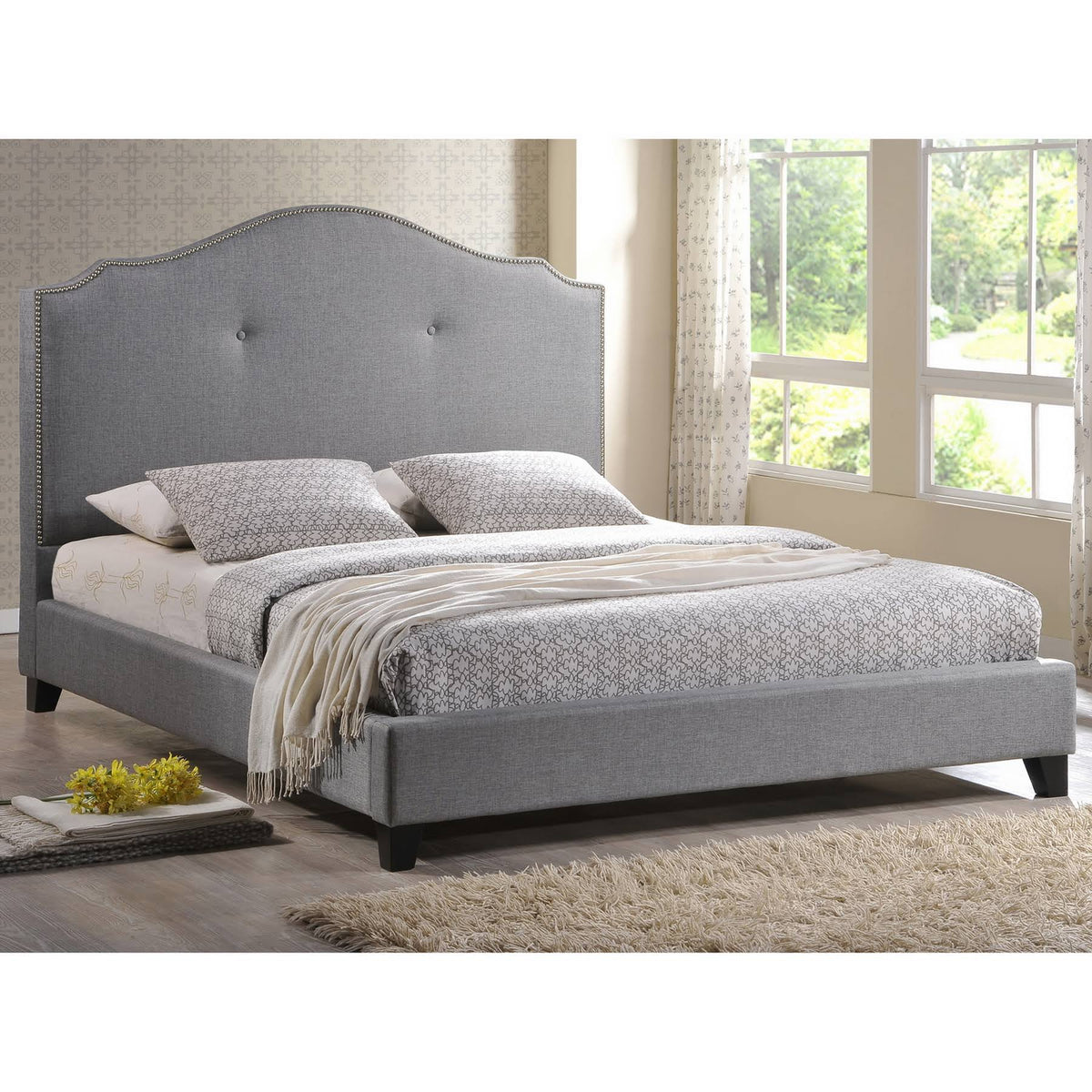 King Upholstered Bed with Headboard X3910