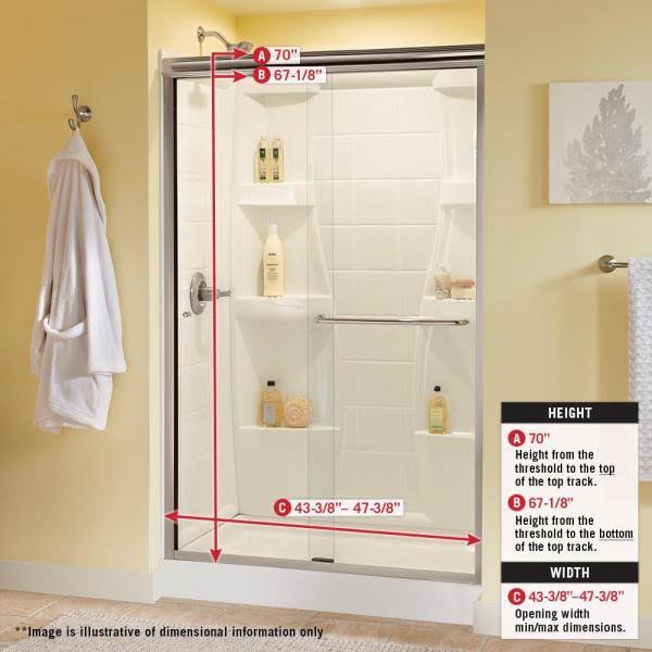 Semi-Frameless Sliding Shower Door in Chrome with Rain Glass M5338