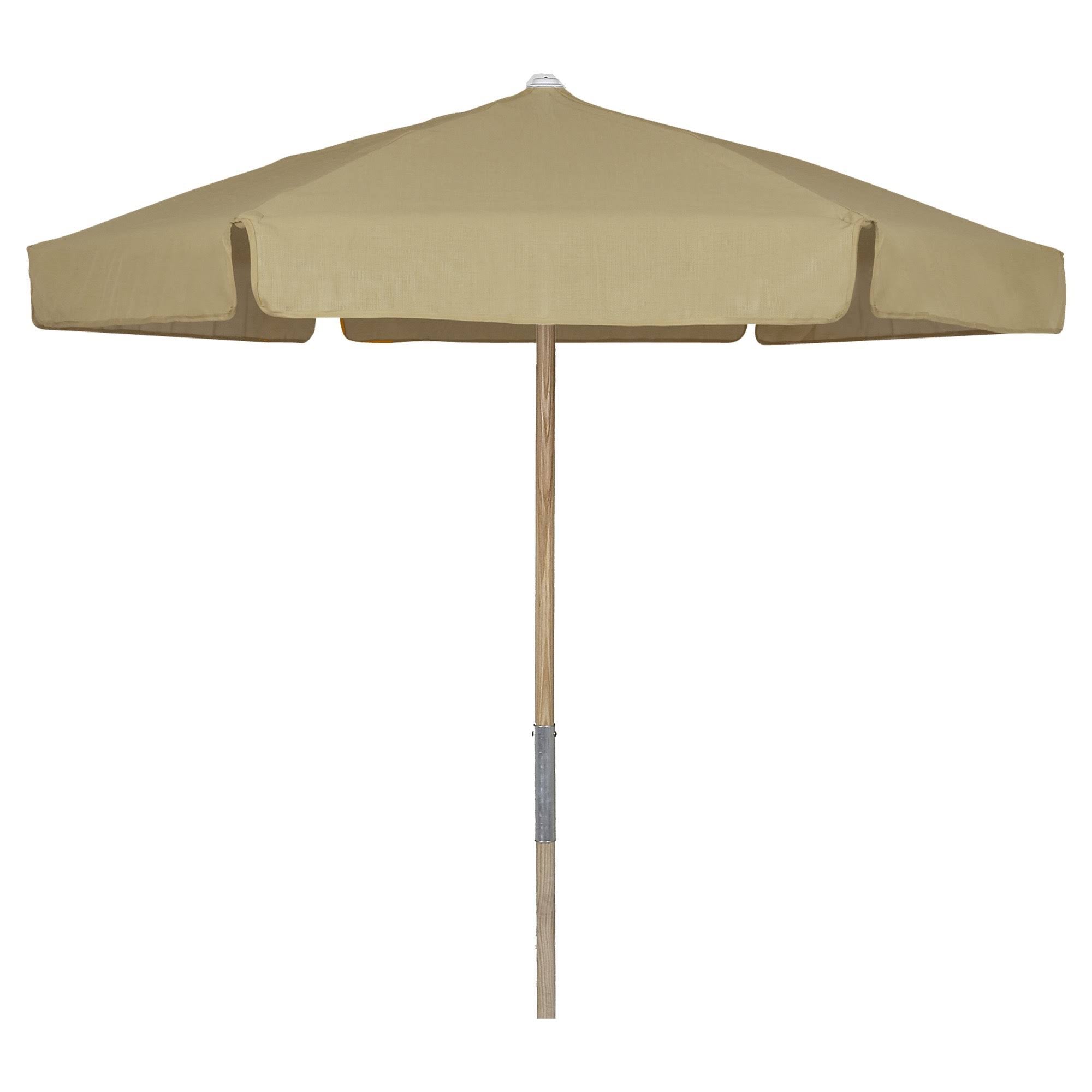 Beige 7.5 ft. Wood Beach Umbrella with Vinyl Coated Canopy J708519