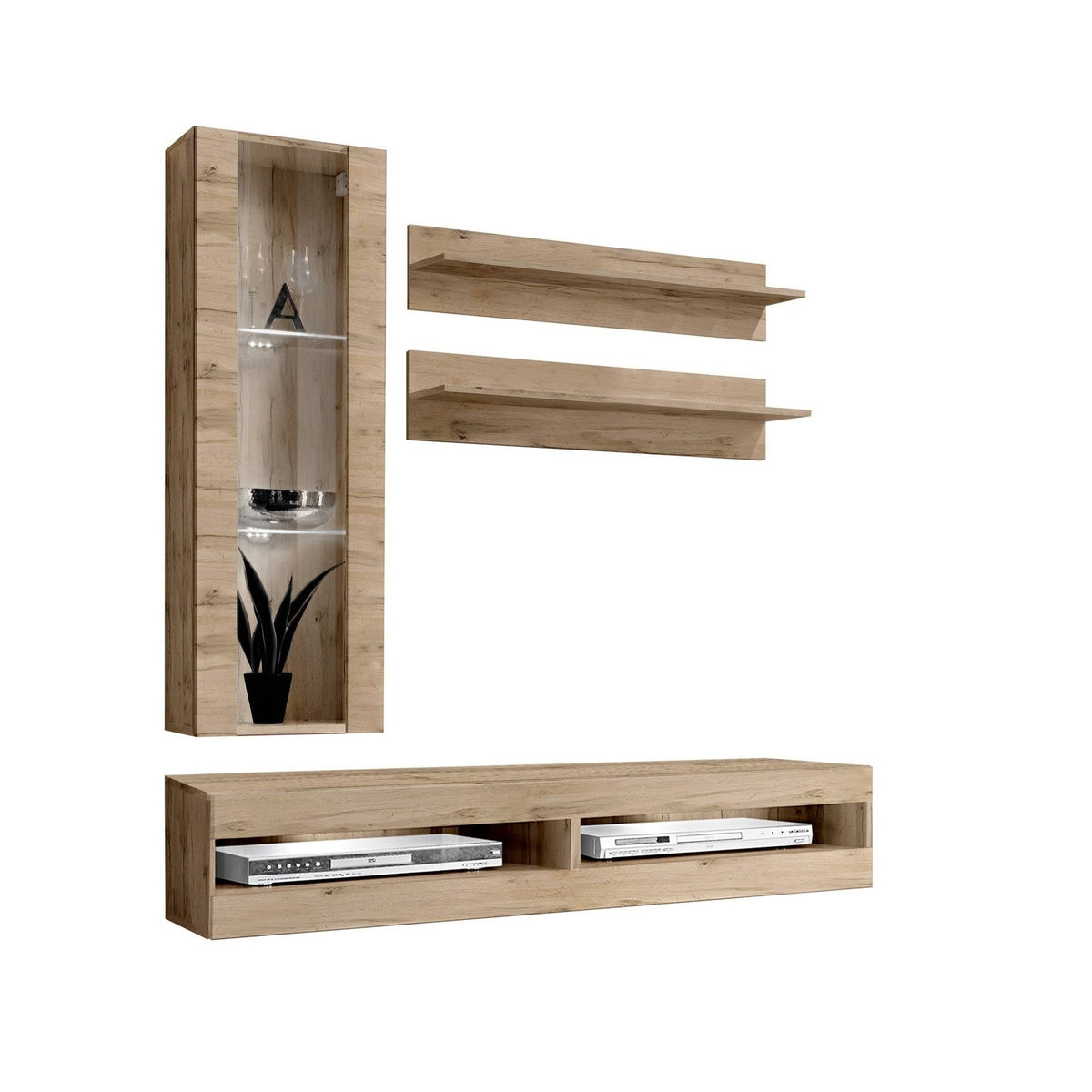 Oak Wall Mounted Floating Entertainment Center V630
