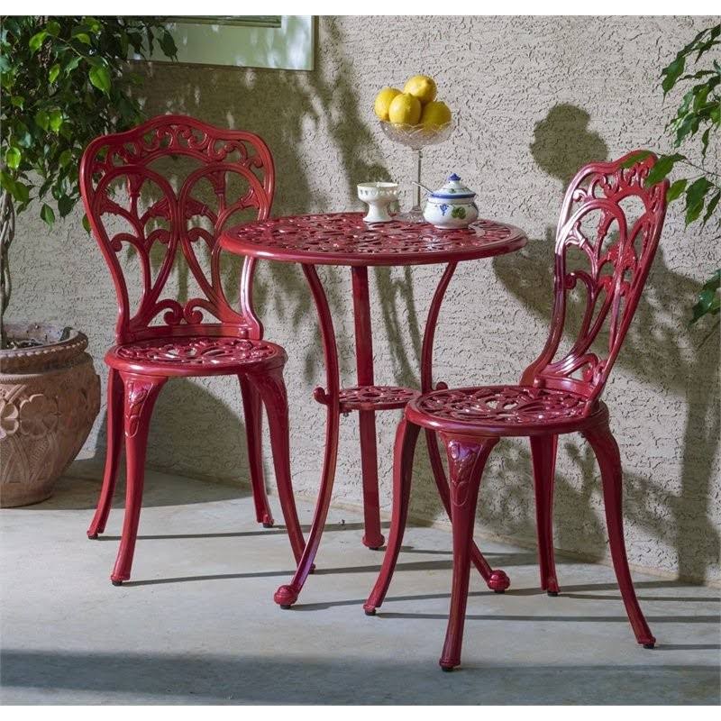 Lipstick Red Cast Aluminum Bistro Set H202