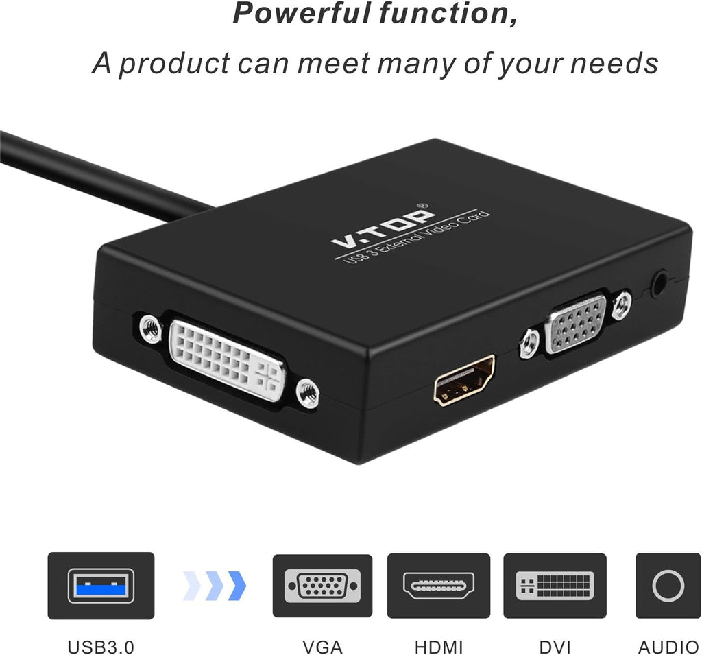 USB 3.0 to HDMI-DVI-VGA Video Graphics Card Adapter, Pack of 2 F731