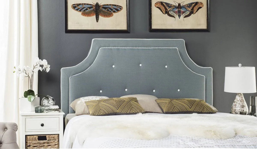 Navy Tufted Linen Full Headboard N95026