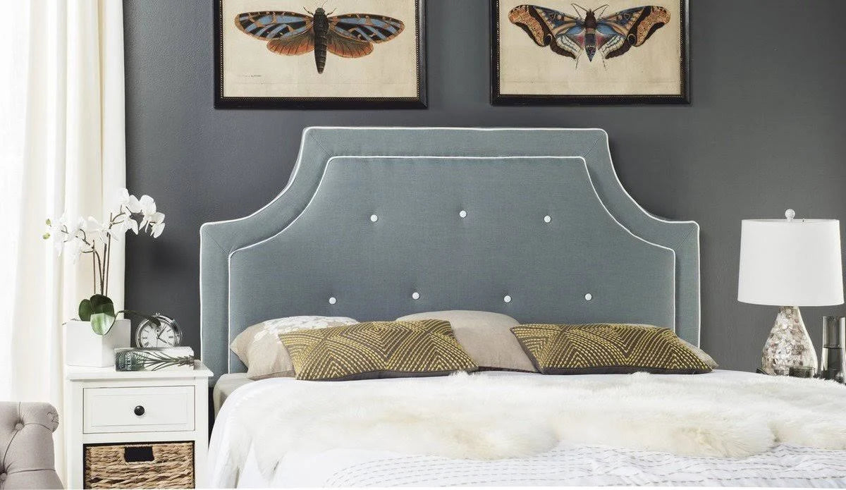 Navy Tufted Linen Full Headboard N95026