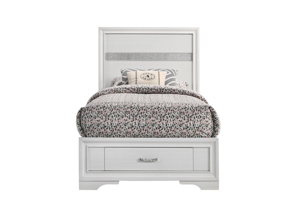 White Twin Storage Bed D157485