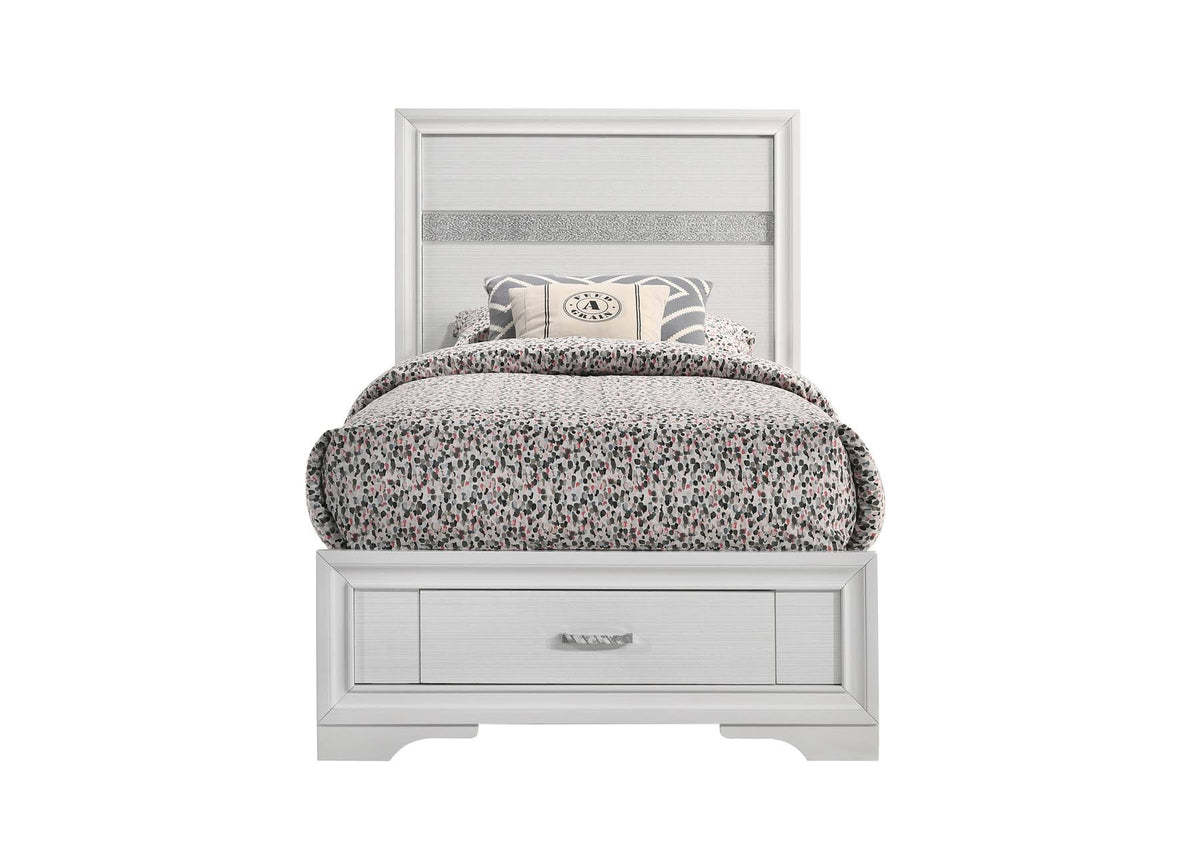 White Twin Storage Bed D157485