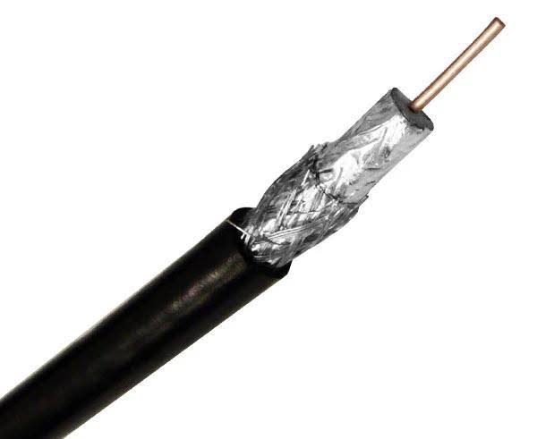 18 AWG 100% Al Foil 60% Al Braid CMR Black Coaxial Cable O81652