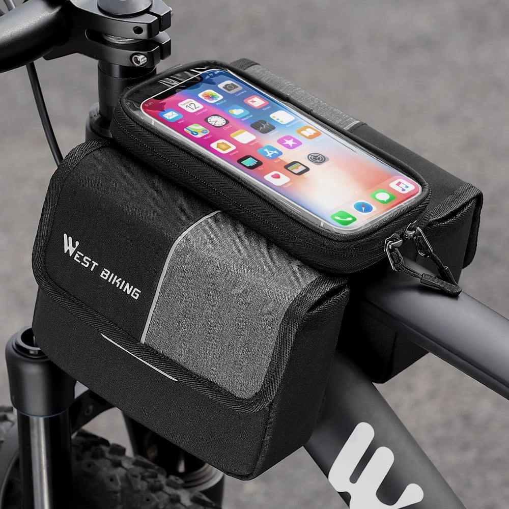 Cycling Bag, 2L Bicycle Bag, Bike Frame Fronttube Bag, Touchscreen Mobilephone Bag Z4364