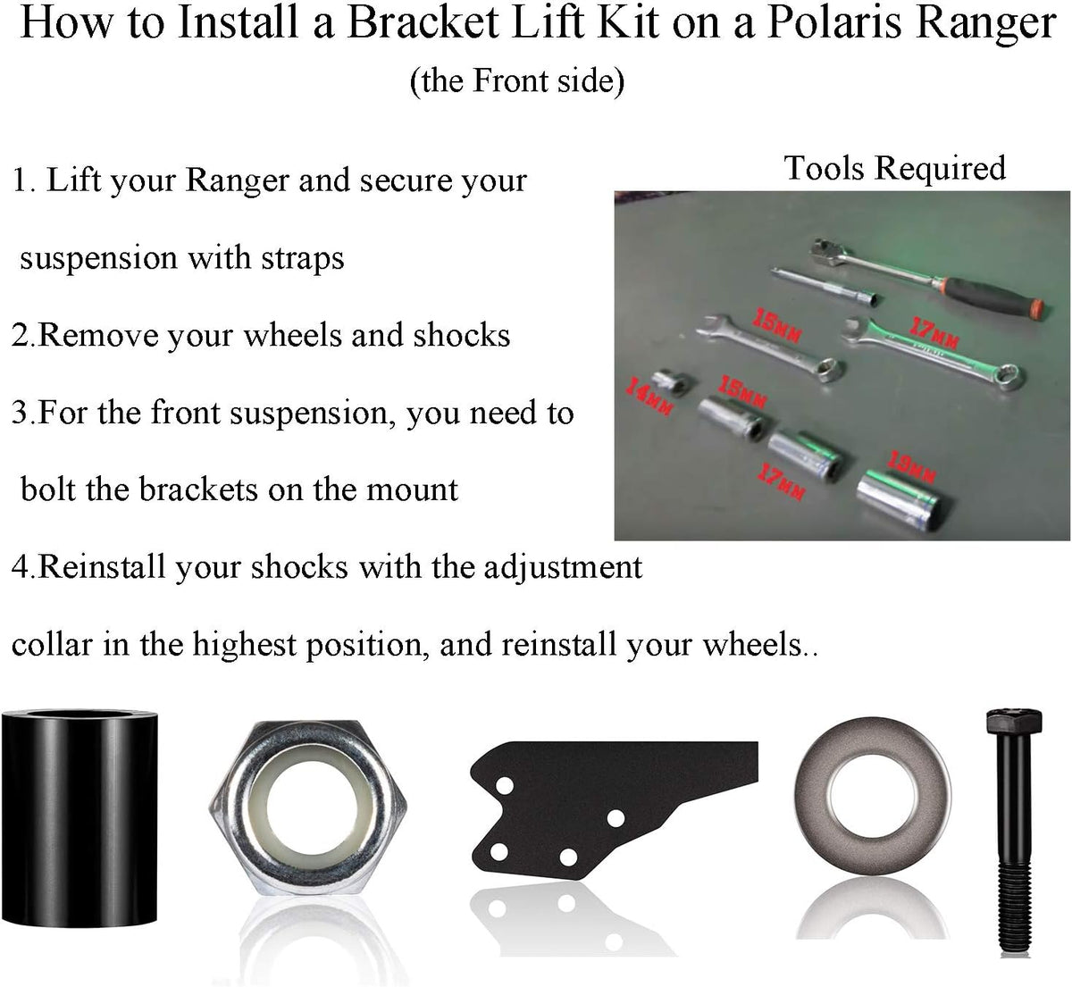 3" Front & 3" Rear Lift Kit for Polaris Ranger Full UTV Pack of 2 A44217