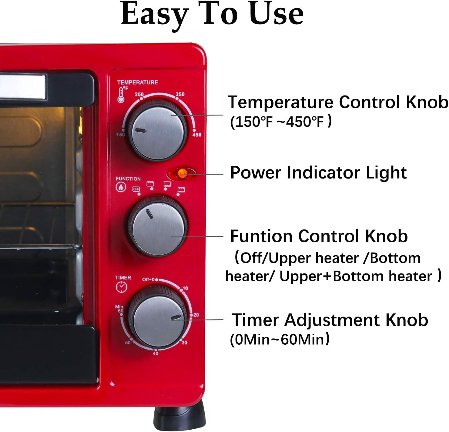 Red 6-Slice Convection Toaster Oven with Timer, Baking Pan, Rack and Crumb Tray, Pack of 2 X724