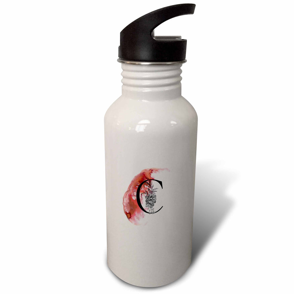 Vintage Floral Monogram Flip Straw 21oz Water Bottle Z12465
