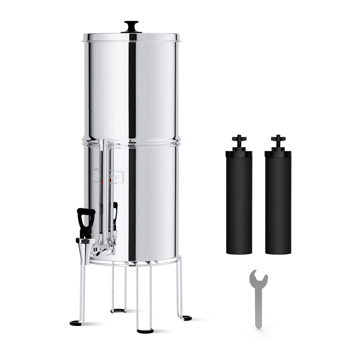 Stainless-steel Gravity-fed Water Filter System with 2 Filters and Stand U85391