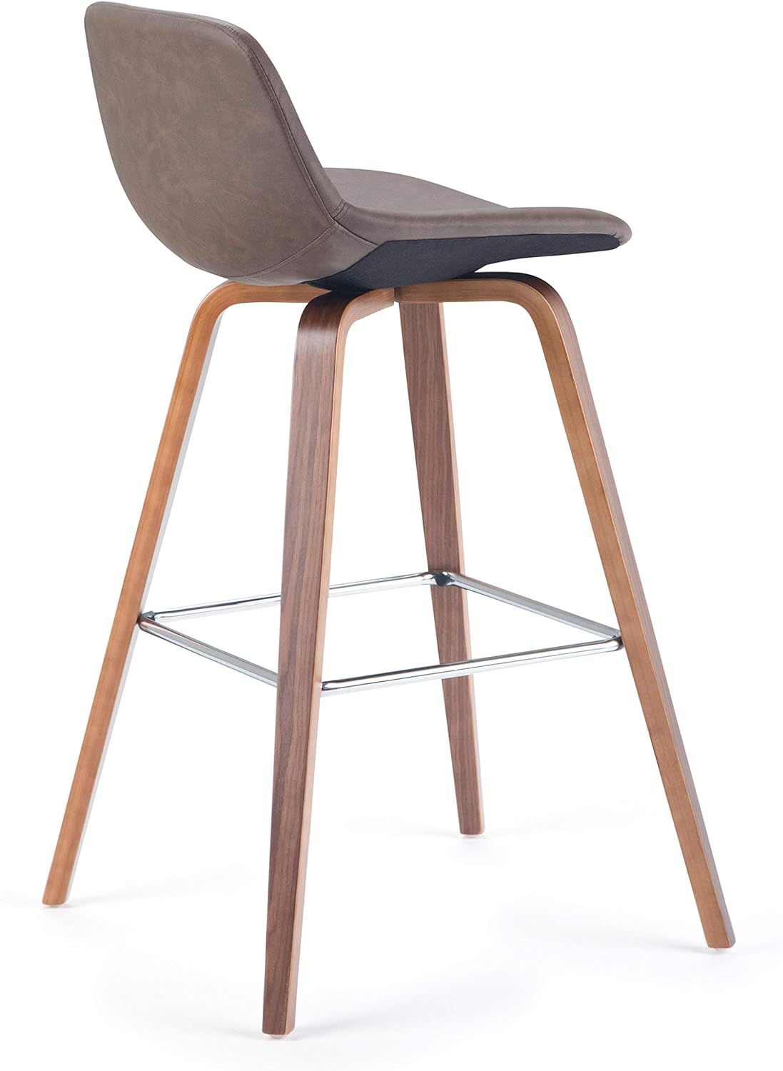 Distressed Chocolate Brown Vegan Faux Leather Bentwood Counter Height Stool Set Of 2 P44128