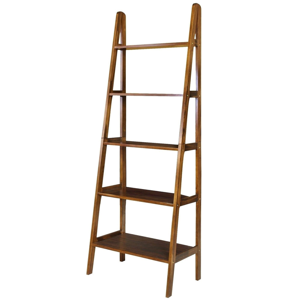 Espresso 5-Shelf Ladder Bookcase V9665