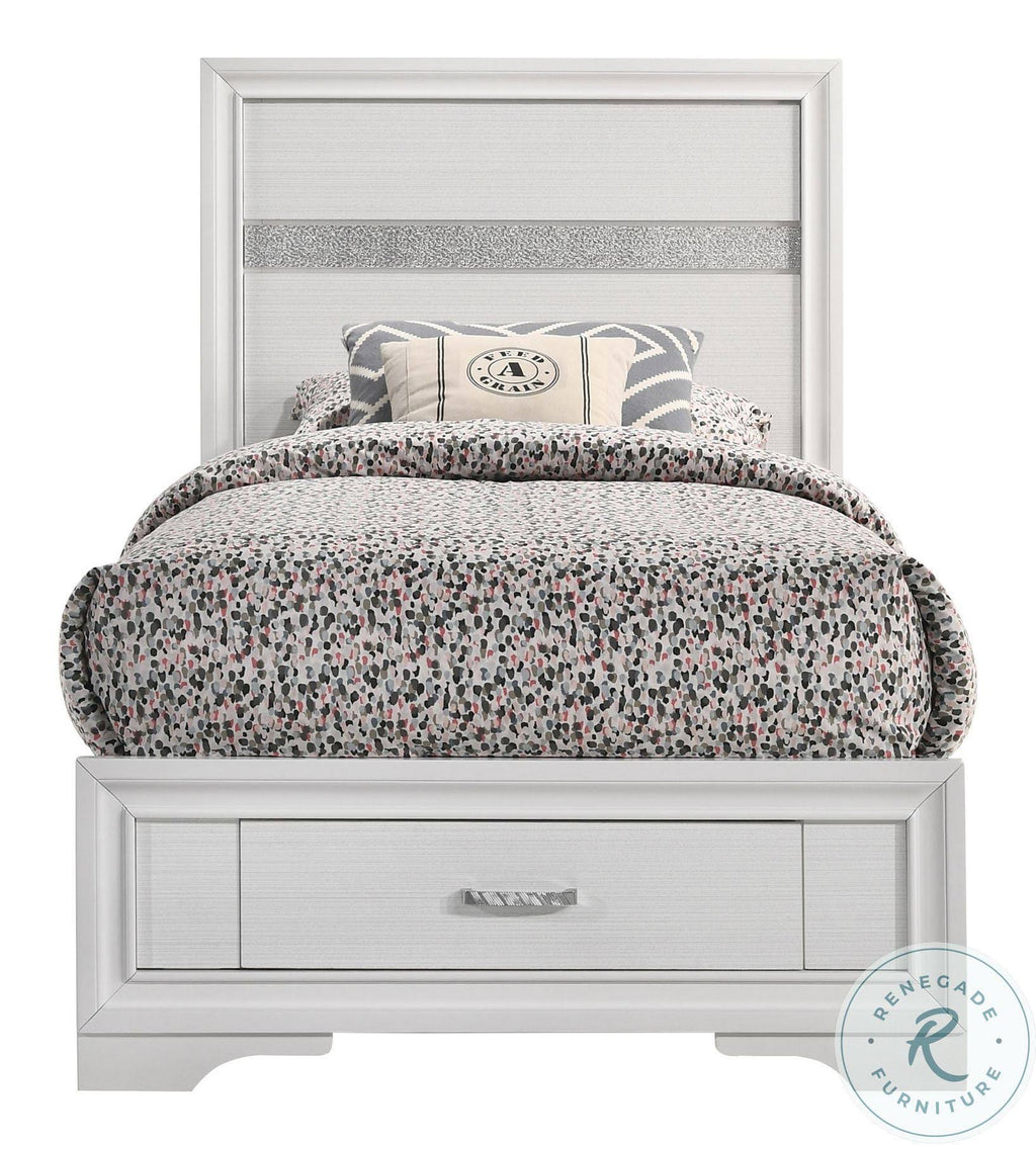 White Twin Storage Bed D157485