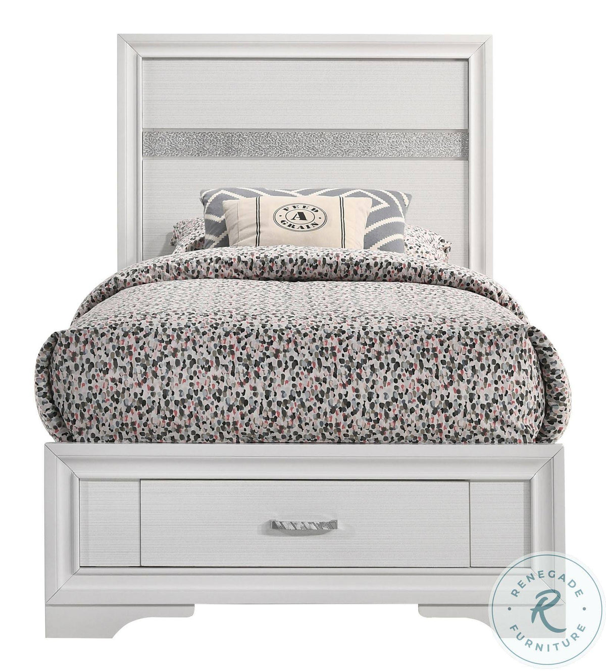 White Twin Storage Bed D157485