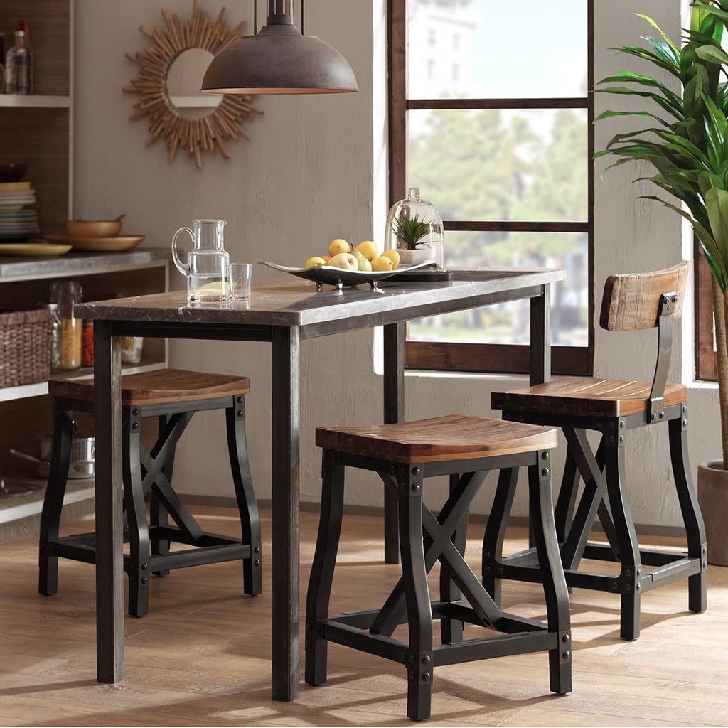 Amber Solid Wood Counter Stool with Removable Backrest A96966