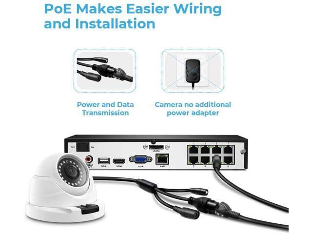 8CH 4MP PoE Home Security Camera System, 4X 1440p HD Outdoor Dome IP Cameras, 2TB HDD NVR Y8975