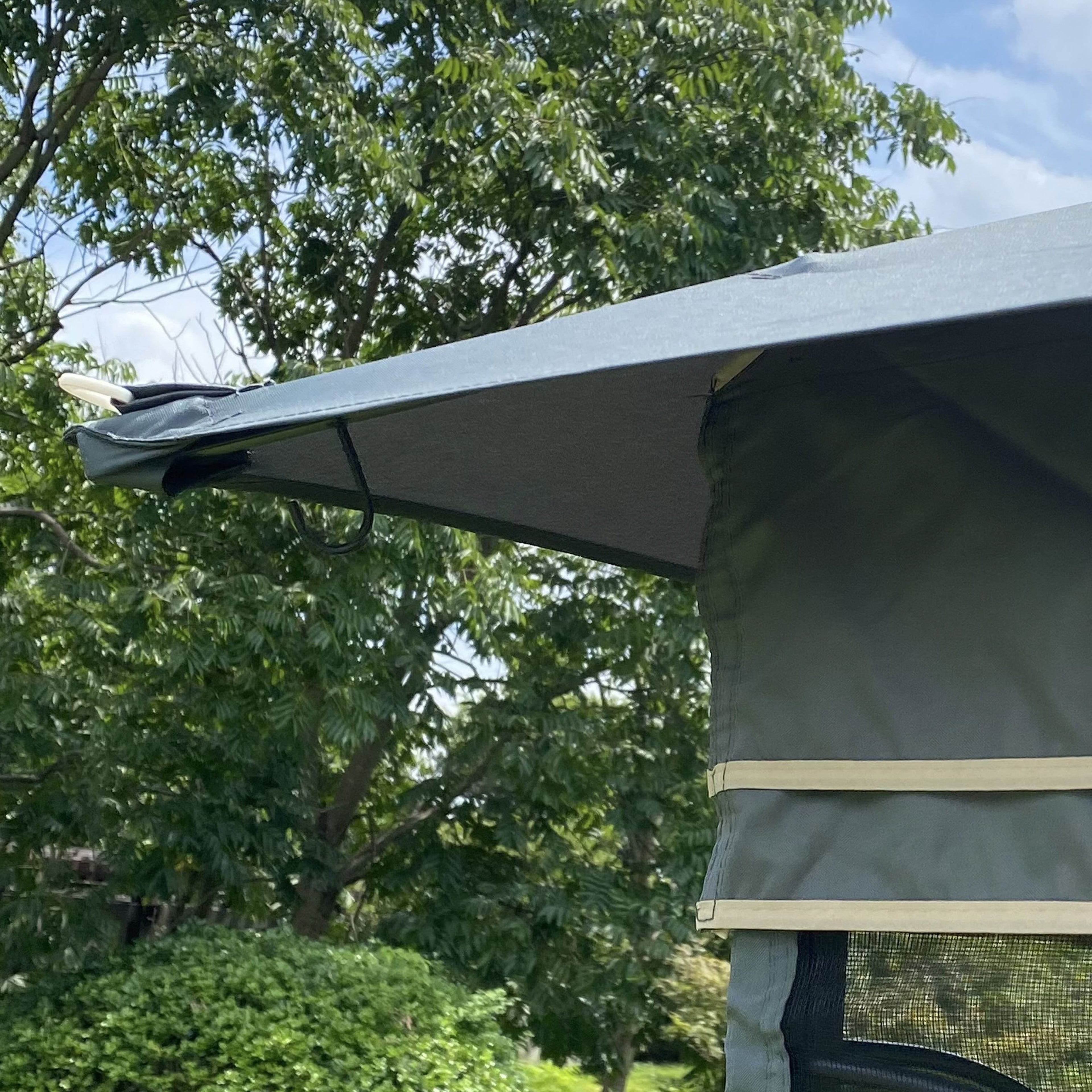 Gray Patio Gazebo Canopy Tent with Mosquito Net V11636