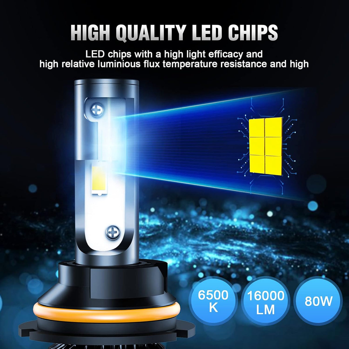 LED Headlight Bulbs Conversion Kit, 6500K, IP68 Waterproof, Pack of 2 W214