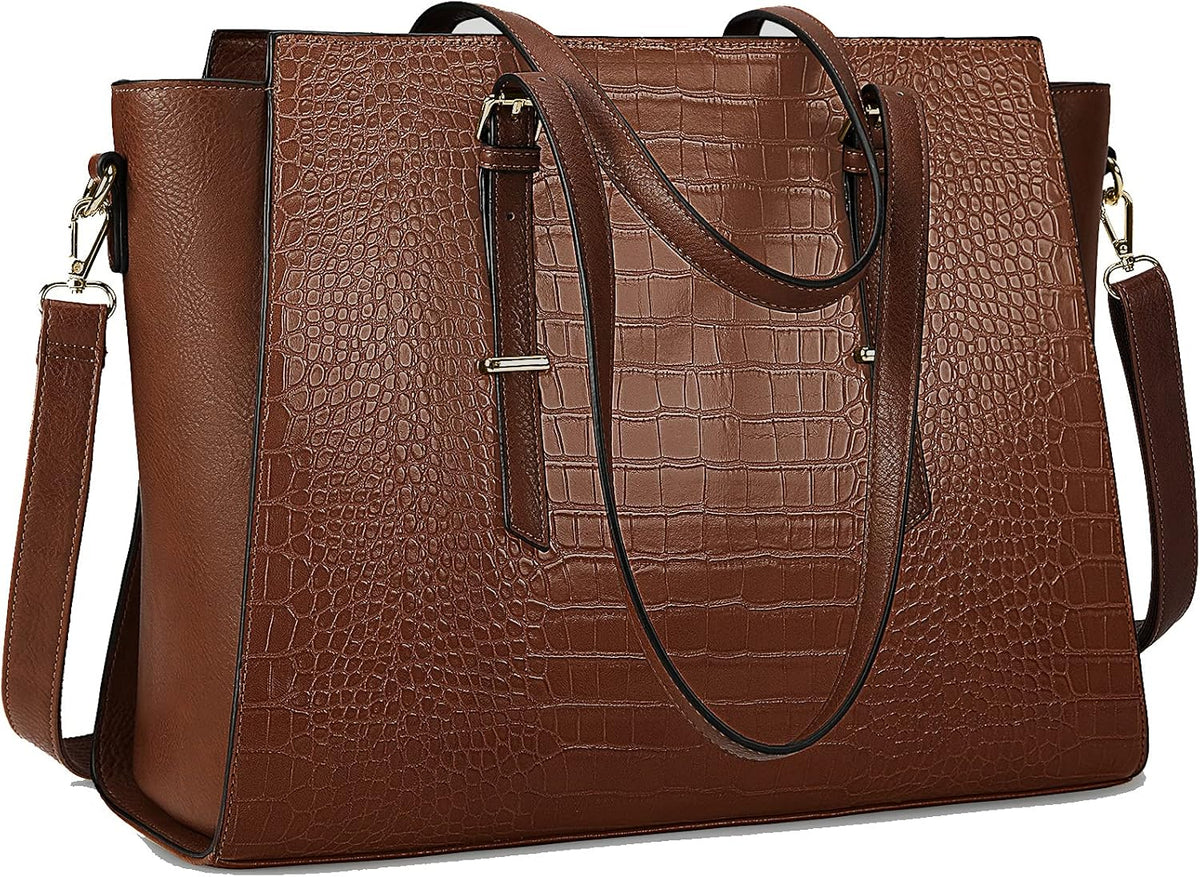 Brown Leather 15.6 Inch Laptop Tote Bag S59410