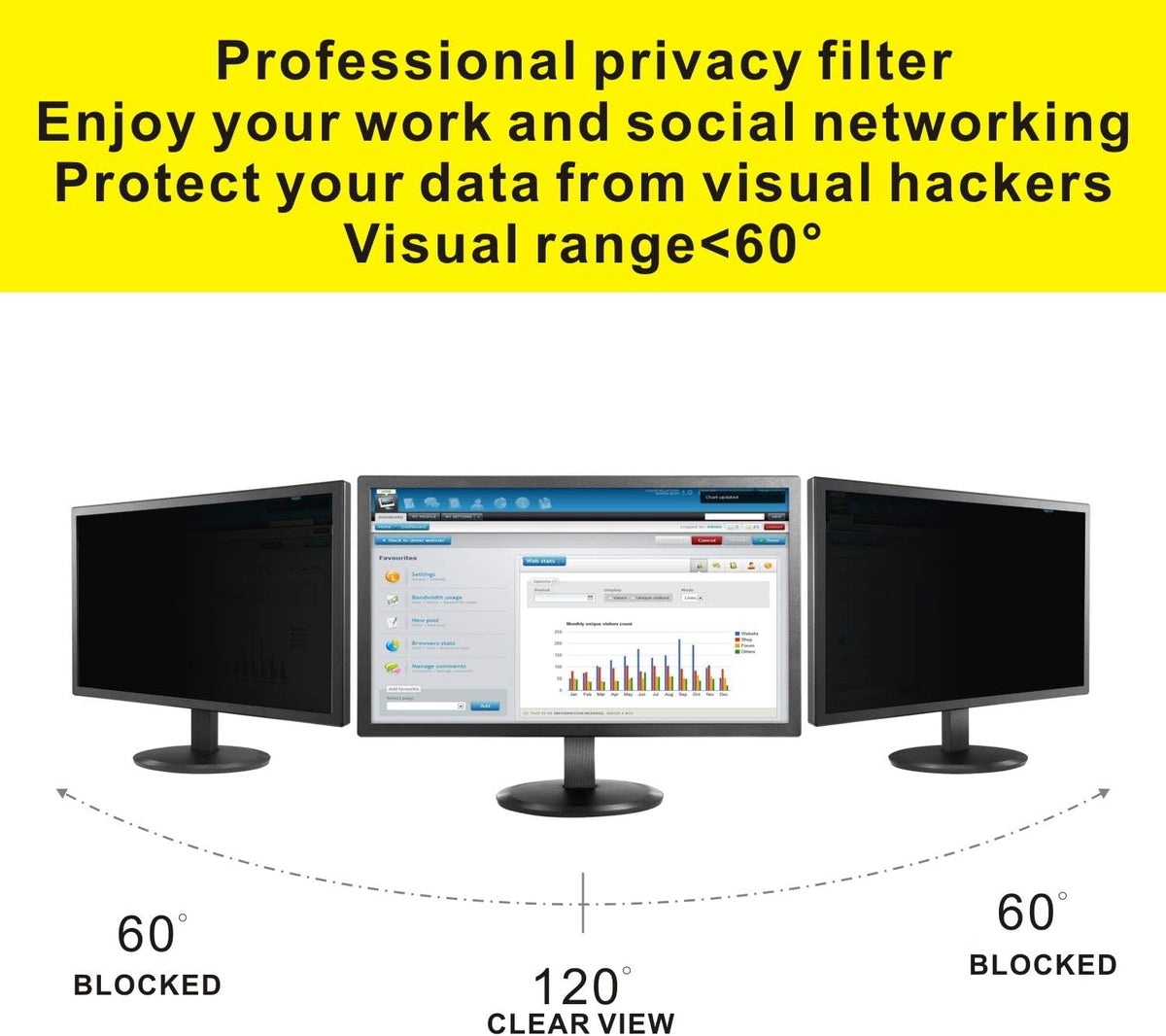 20 Inch Widescreen Monitor Privacy Filter Screen Protector Film, Pack of 2 I172