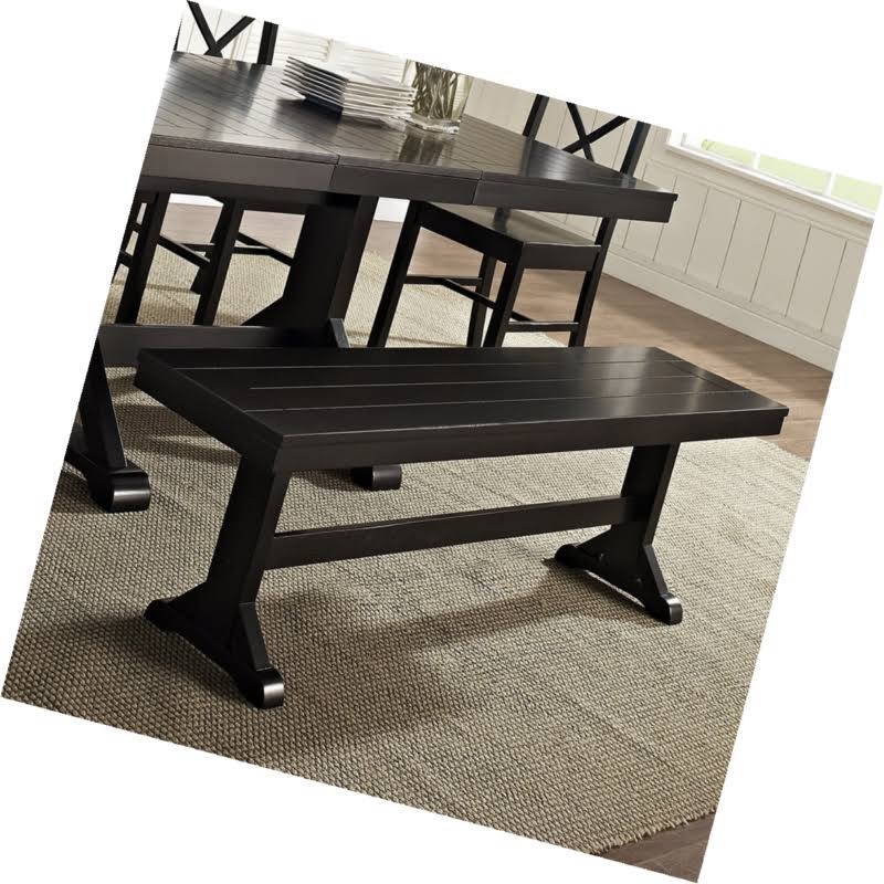 Antique Black Wood Bench I6066