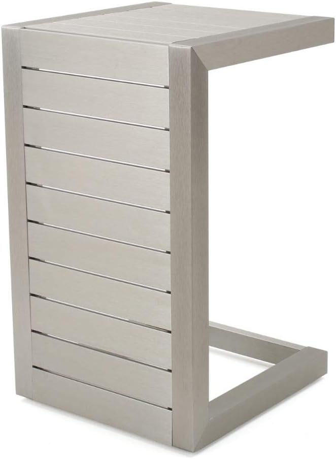 Silver Aluminum C-Shaped End Table F67476