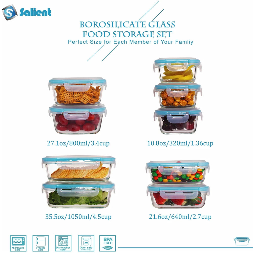 18pc Glass Containers Set with Lock Tight Lids G936529