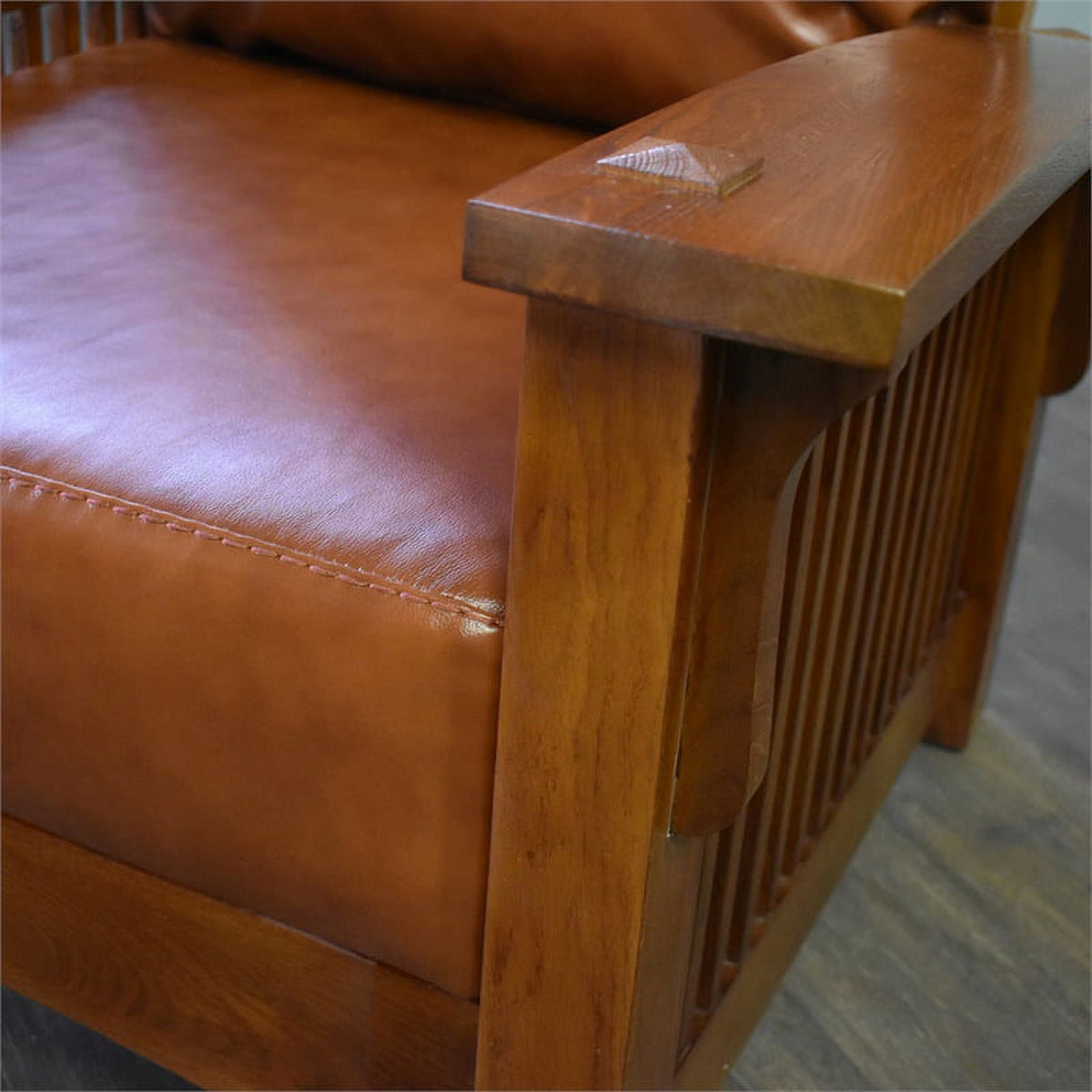 Reddish Brown Leather Morris Chair S267016